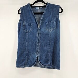 Vintage Feruccio Denim Vest Medium Country Western Retro Layering Top